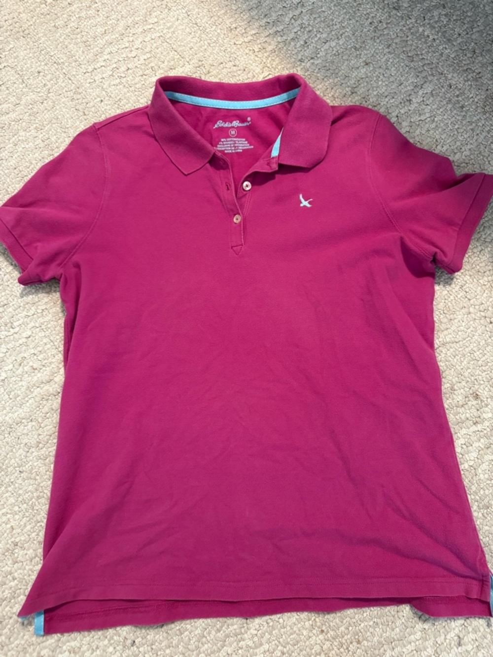 Eddie Bauer Hot Pink Polo Shirt with Contrast Trim